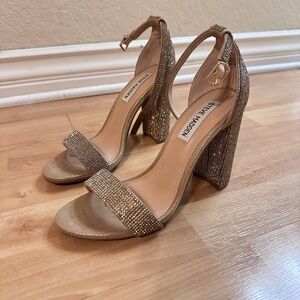 Steve Madden Glittering Gold Block Heels - Carrson Bronze